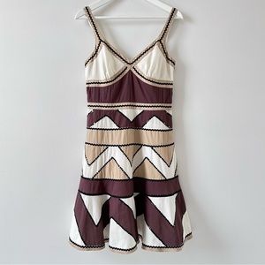[SOLD] BCBG Maxazria Brown Tan Flare Summer Dress with sequin detail Size 6